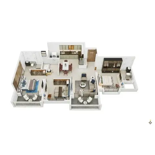 Austin Yana 4 BHK unit plan - 1542 to 1612 sq.ft carpet, Tathawade Pune